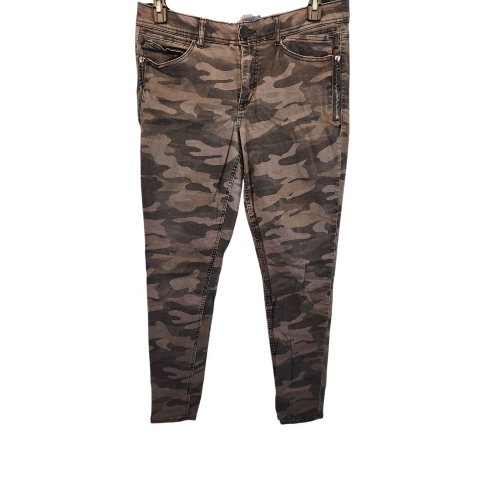 Democracy Ab Solution Jeans Women's‎ 10 Grey Side Zip Skinny Camo Print Mid Rise